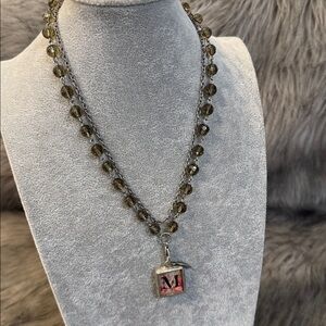 PRICE FIRM Jewel Kade Silver Tone Chain Necklace with JK Charm